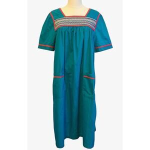 Go Softly Patio Dress Womens Small Mumu Embroidered Beaded Mrs Roper Cottagecore